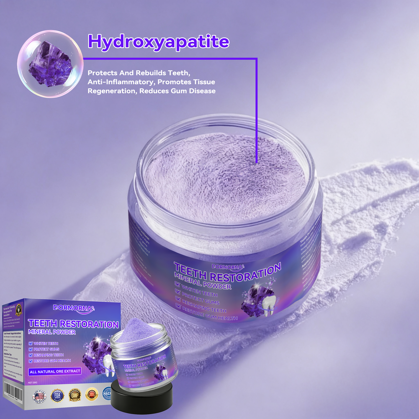 Dormorna® Foghelyreállító Ásványpor 🎄 💎 Ragyogj, mint a gyémánt —— Új mosoly néhány nap alatt!