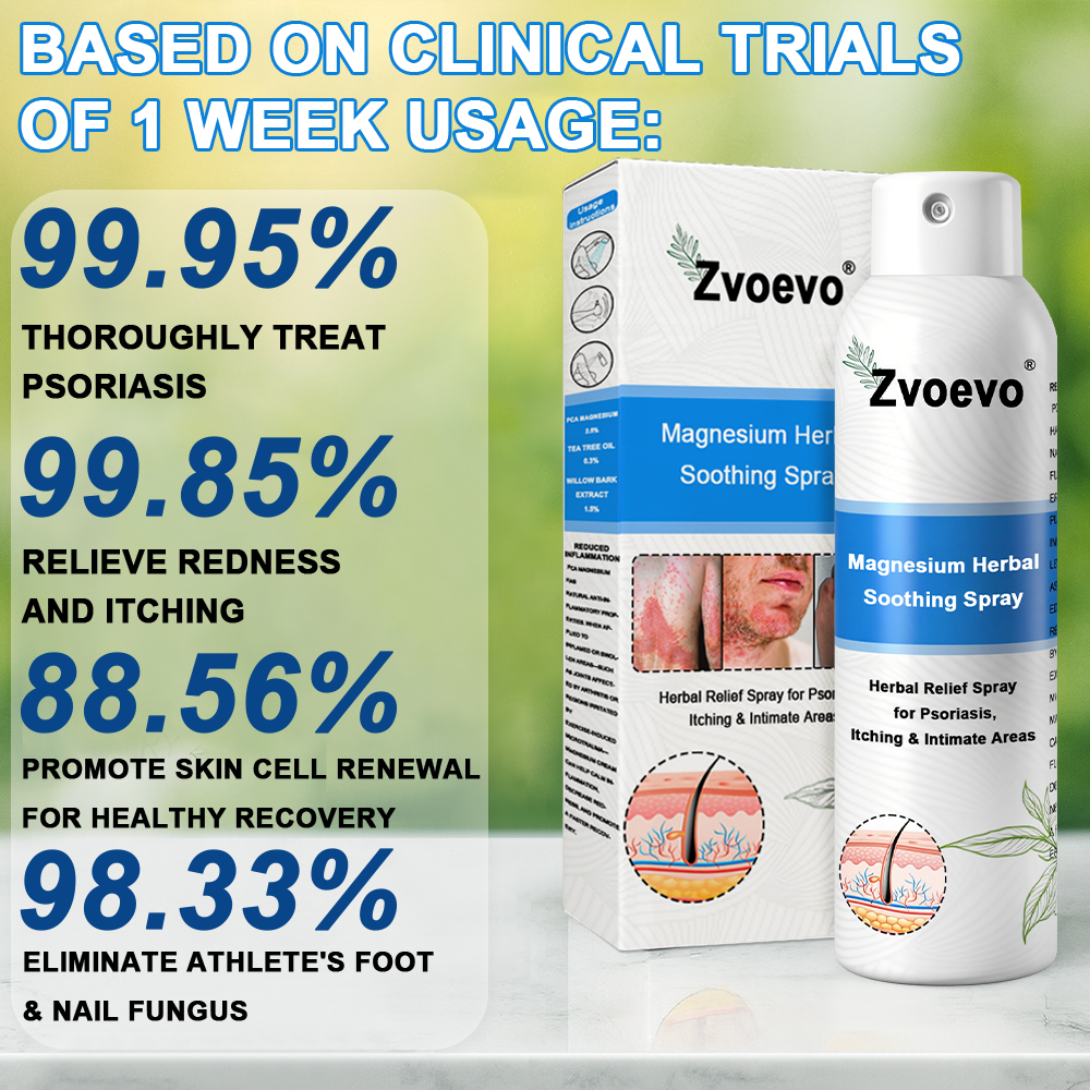 Službena trgovina: Zvoevo® 👾 Magnezijev biljni sprej protiv psorijaze — Odobreno od strane FDA (Ublažava psorijazu i ekcem, poboljšava bakterijske infekcije u području genitalija, liječi rozaceu i hidradenitis suppurativu, te akne i bradavice