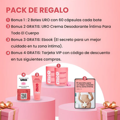 Probiotice pentru femei URO - 60 de capsule (Pachet de 1) - Capsule cu prebiotice și probiotice pentru un echilibru sănătos al pH-ului și controlul mirosului 🟢